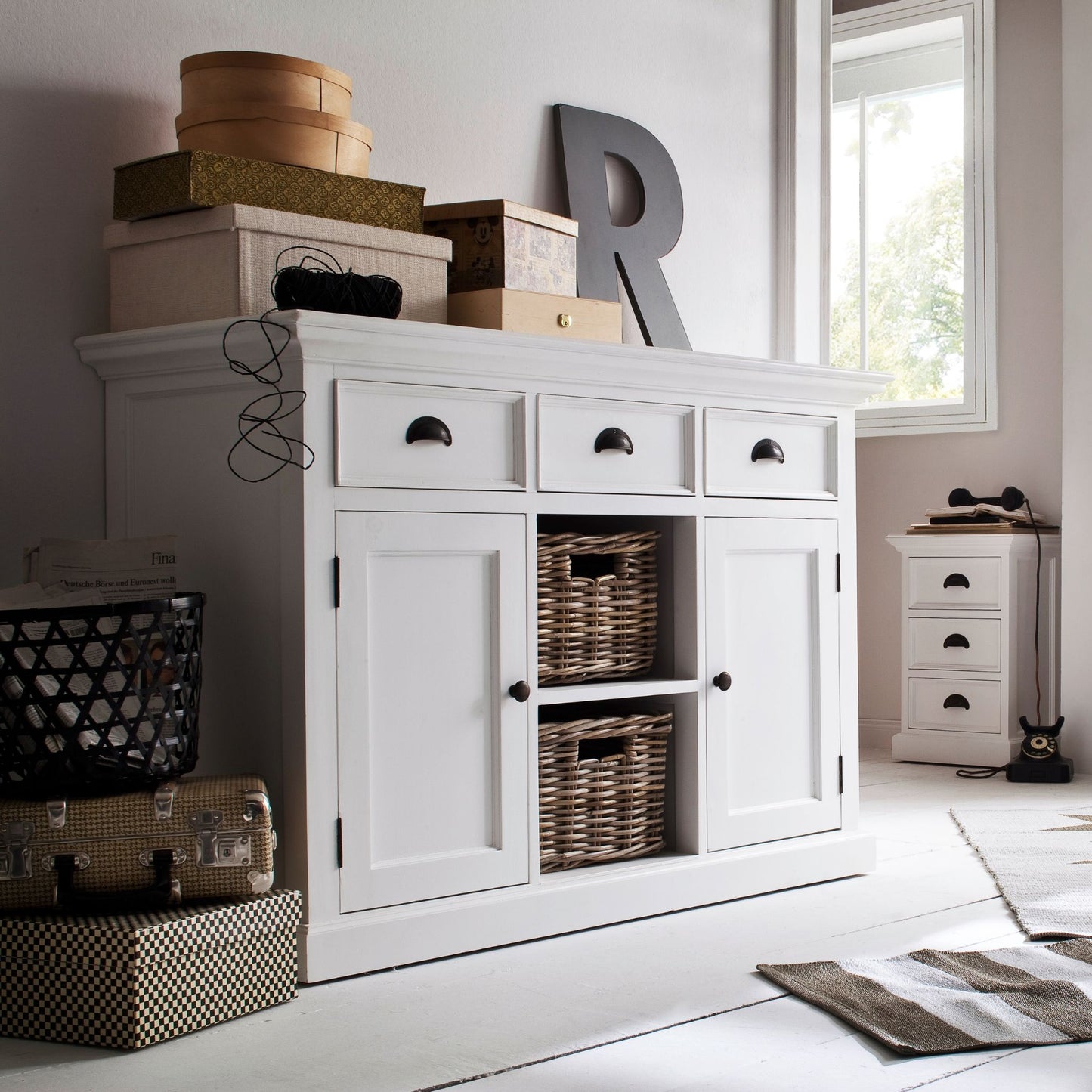 Halifax Classic White 2 Basket Buffet Table