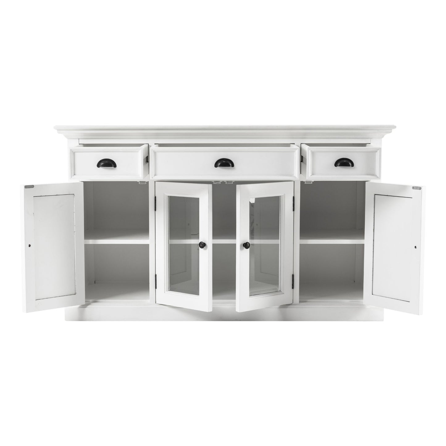 Halifax Classic White Glass 4 Door Buffet Table