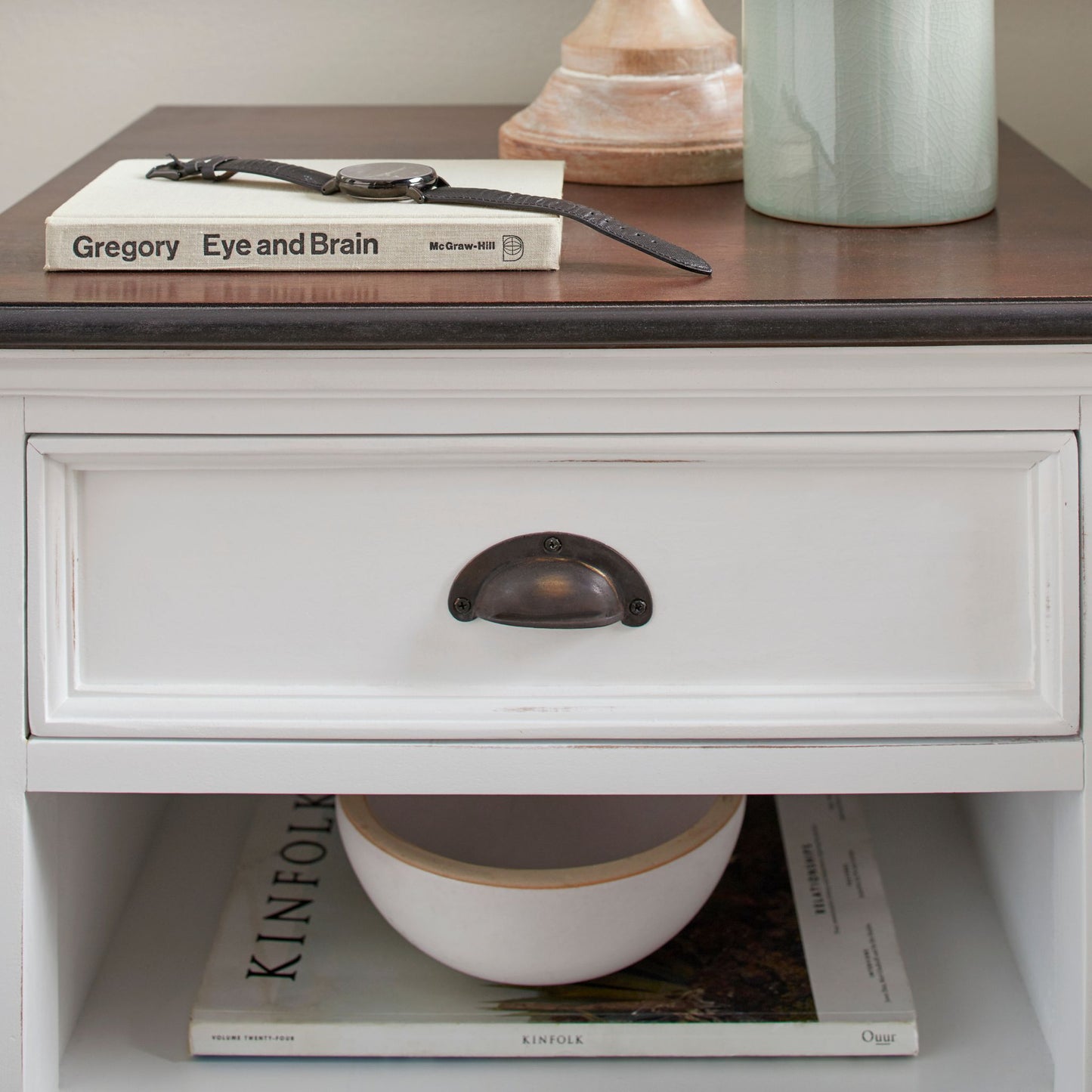 Halifax Accent Classic White Shelved Side Table
