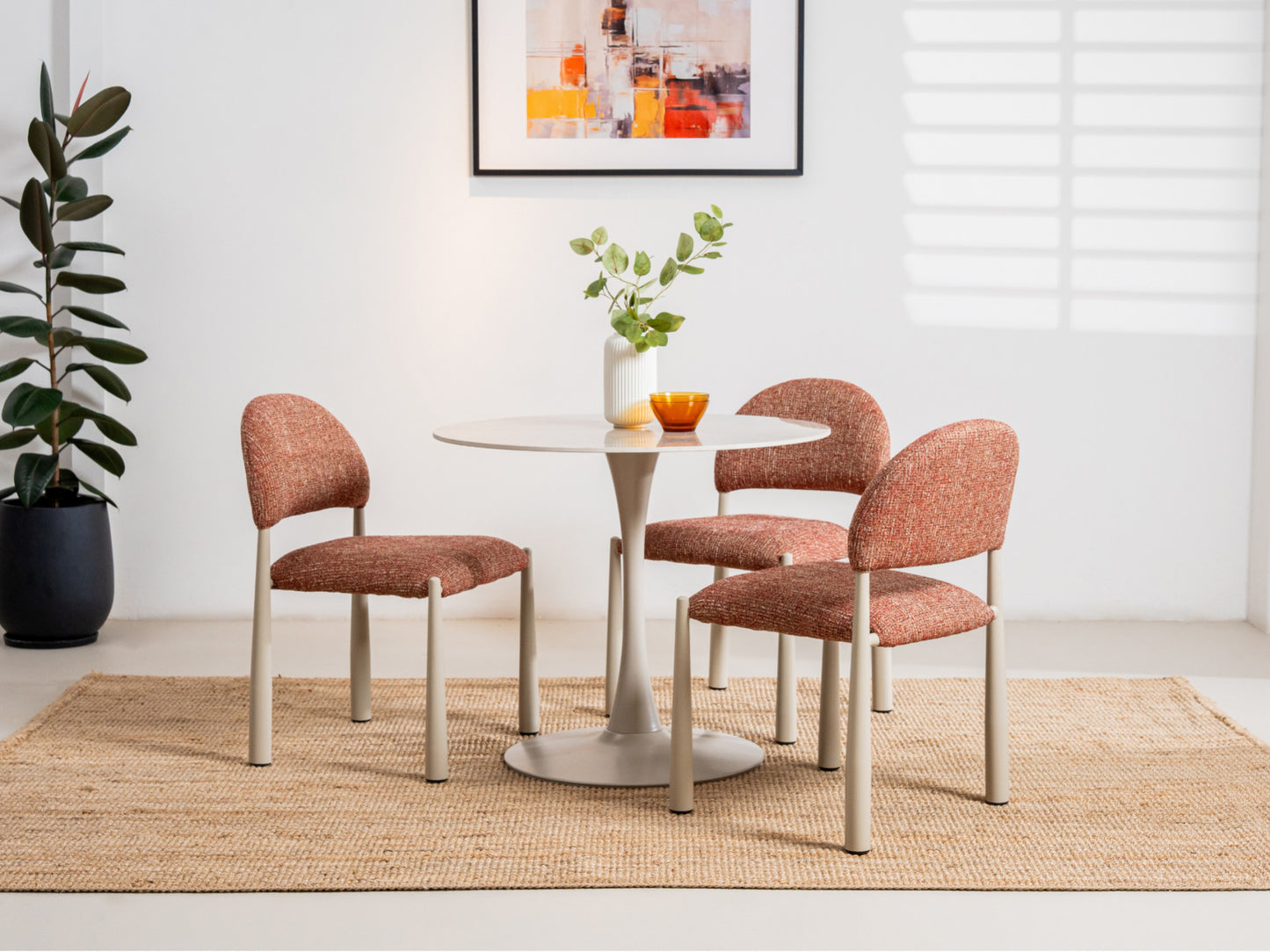 Egypt Textured Fabric Dining Chair Set of 2