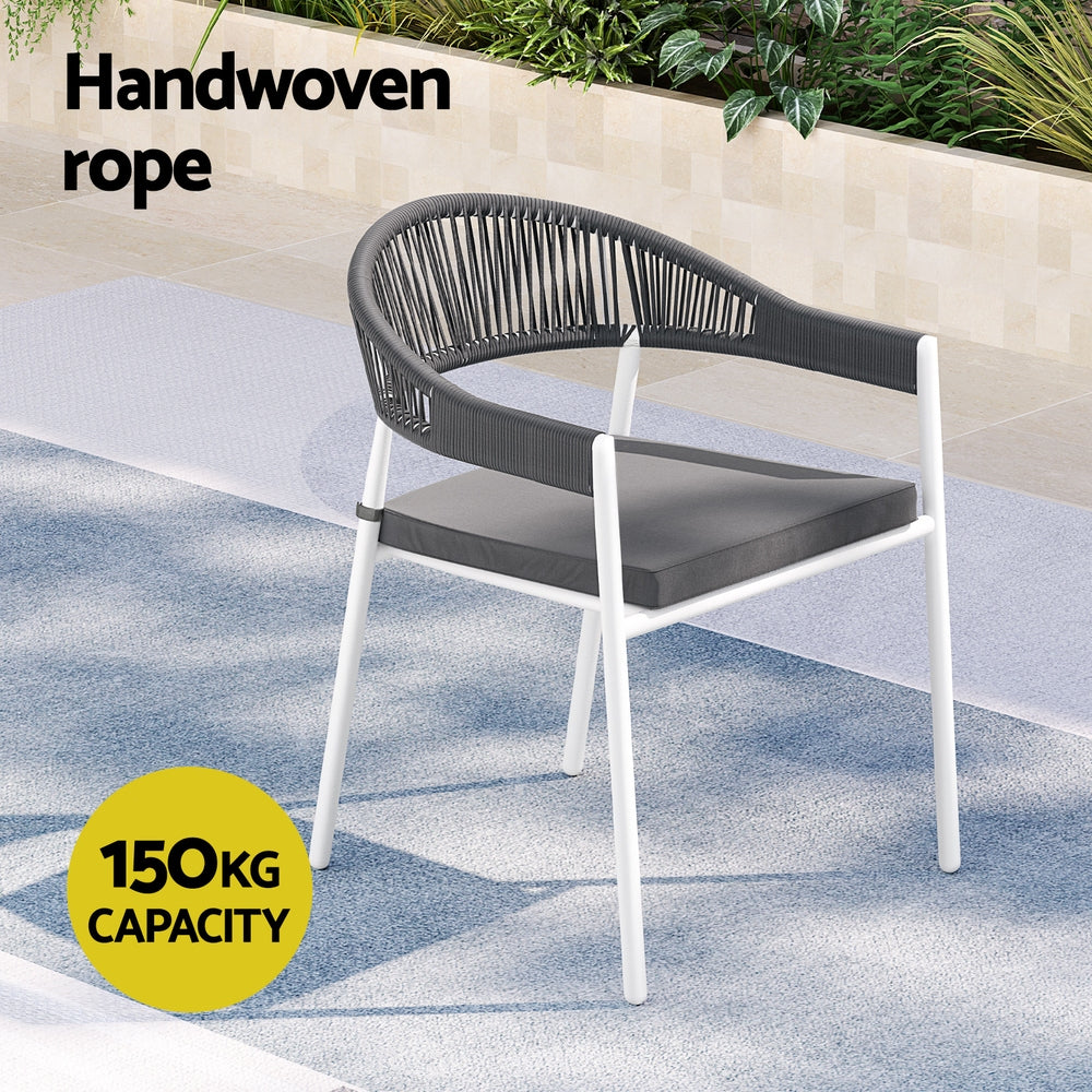 Gardeon 9pc Outdoor Steel Dining Table & Chair Set - White