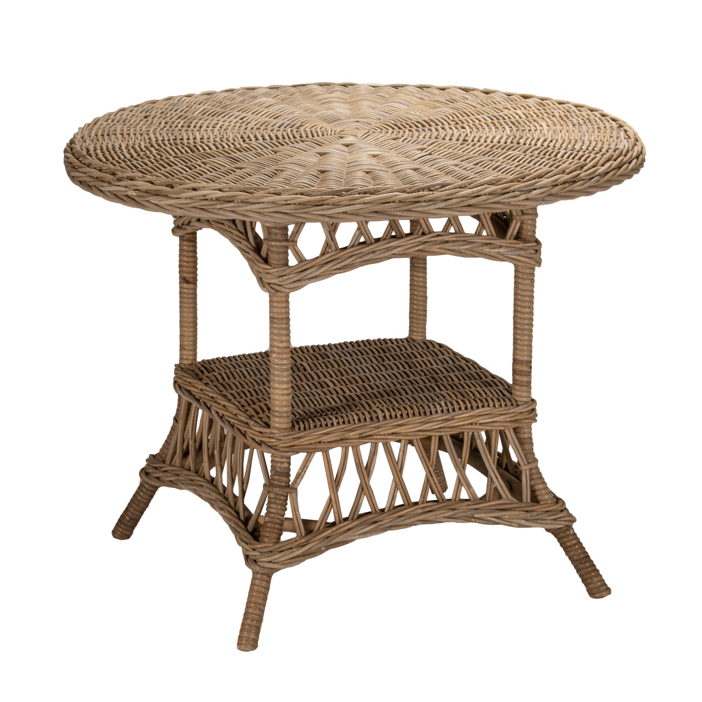 French 120cm Round Rattan Outdoor Dining Table
