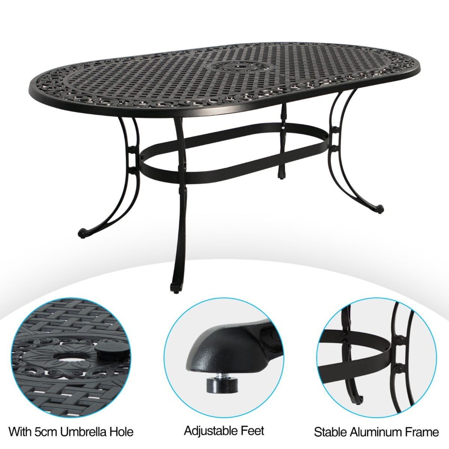 Fiji 7pc Oval Aluminium Outdoor Table Dining Set