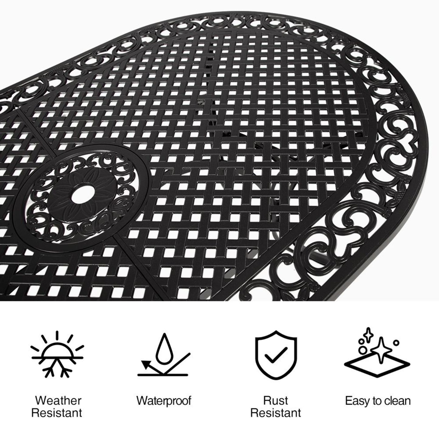 Fiji 183cm Oval Aluminium Outdoor Dining Table