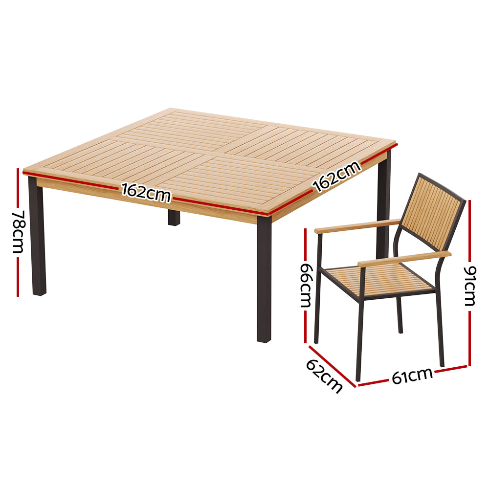Gardeon 9pc Outdoor Wooden Dining Table & Chair Set