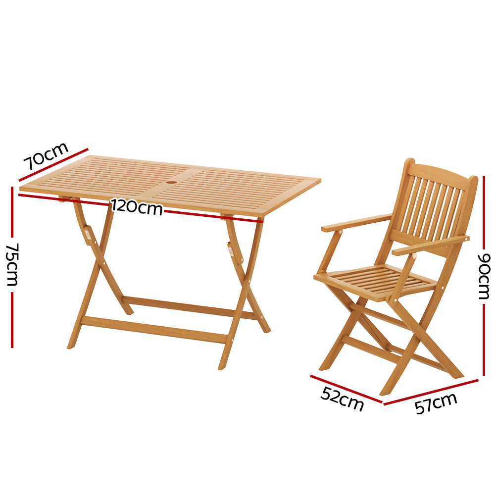 Gardeon 7pc Outdoor Wooden Foldable Dining Table & Chair Set