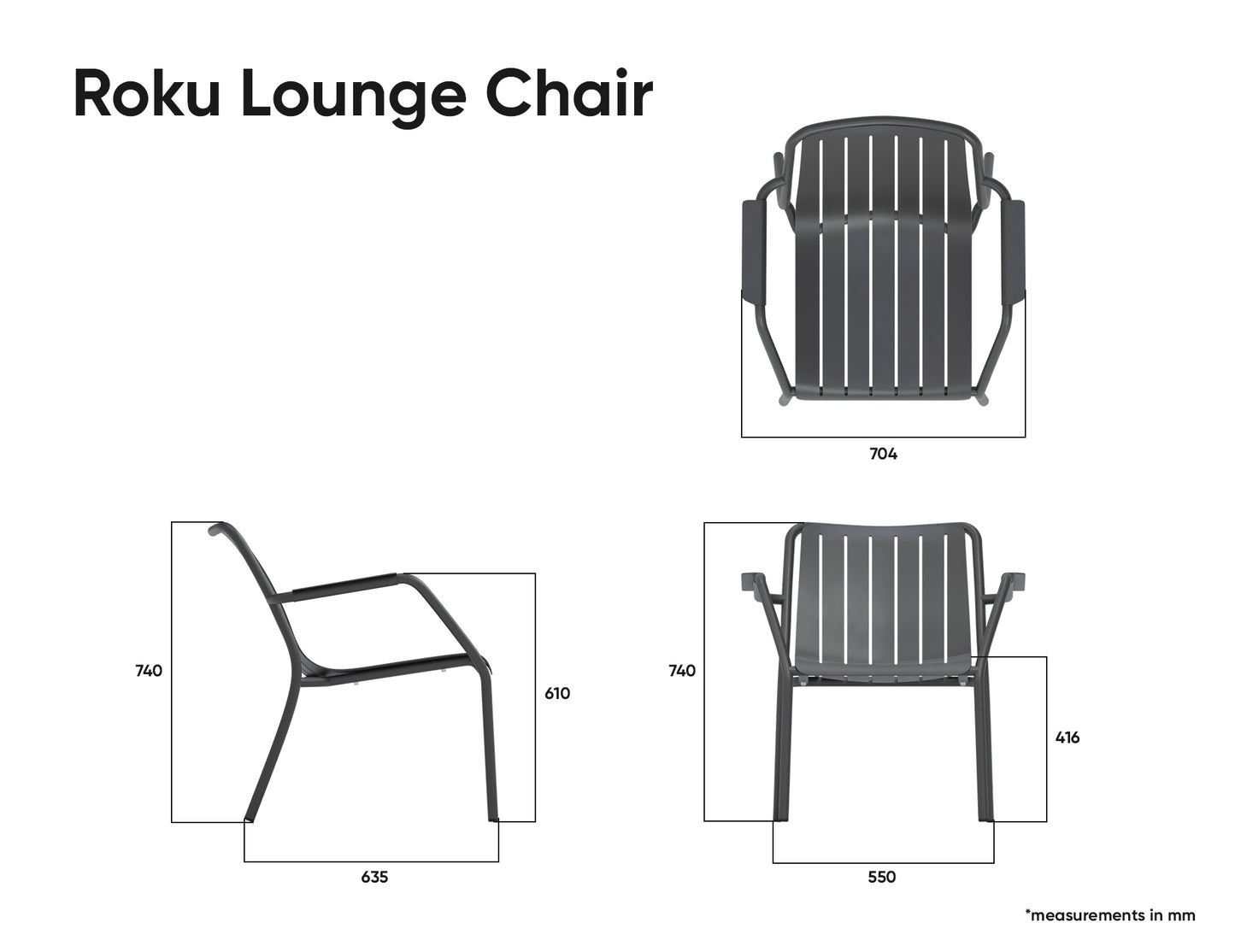Roku Metal Outdoor Lounge Chair - Eucalyptus