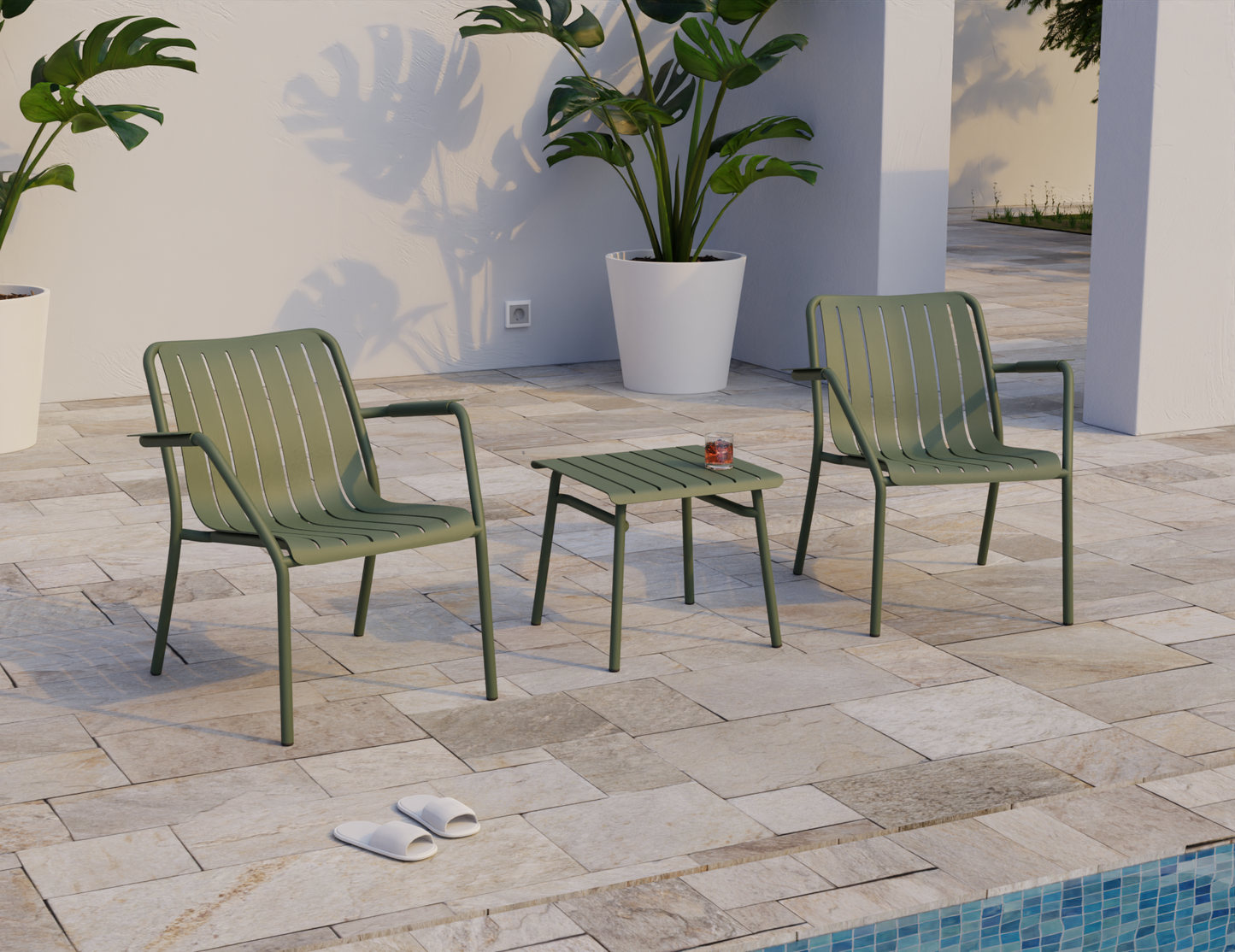 Roku Metal Outdoor Lounge Chair - Eucalyptus