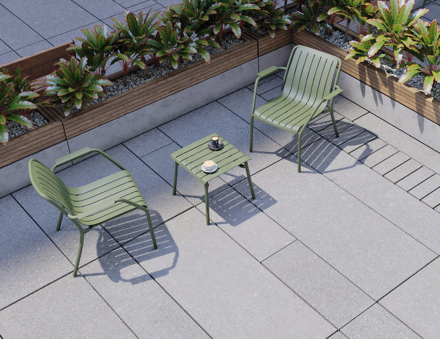 Roku Metal Outdoor Lounge Chair - Eucalyptus