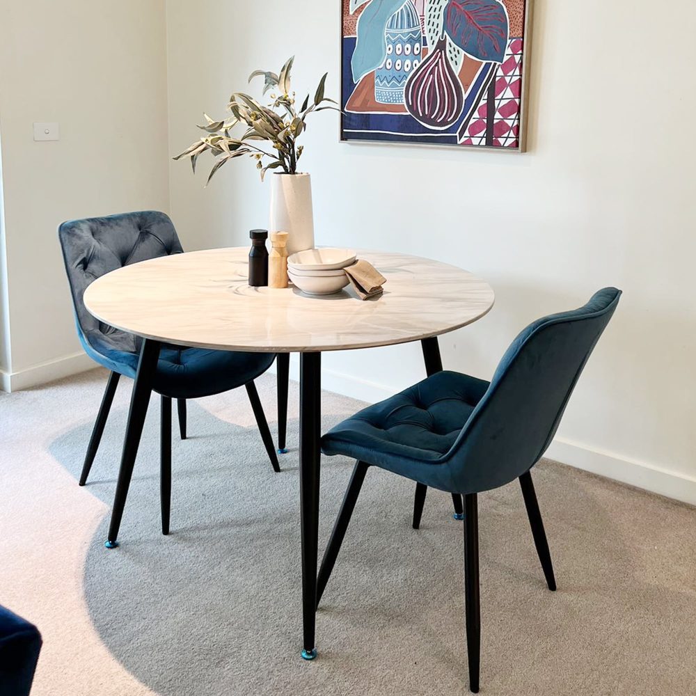 Maribelle 110cm Round MDF Marbling Dining Table