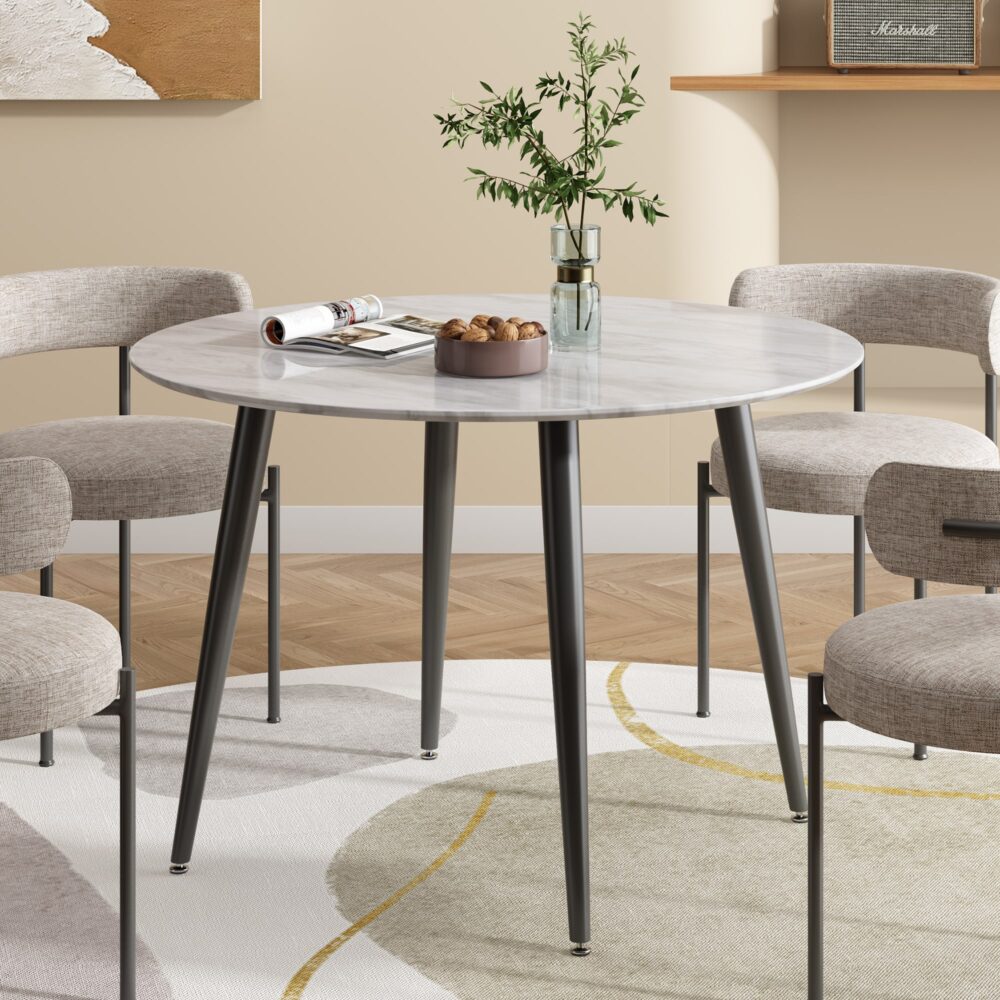 Maribelle 110cm Round MDF Marbling Dining Table