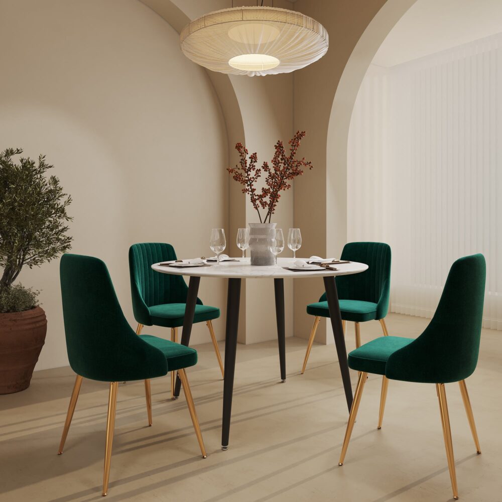 Maribelle 110cm Round MDF Marbling Dining Table