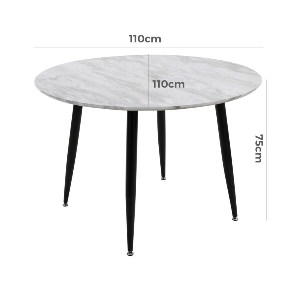 Maribelle 110cm Round MDF Marbling Dining Table