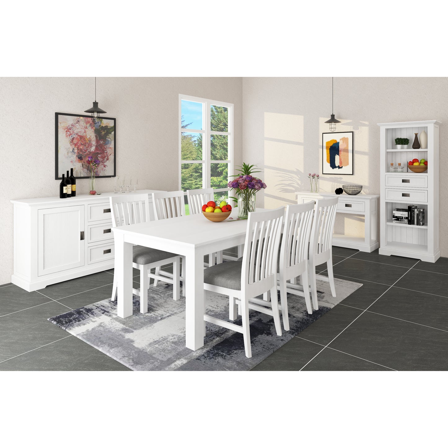 Laelia Coastal Solid Acacia Timber Wood Dining Table - White