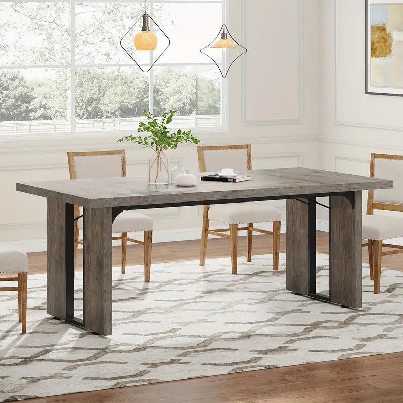 Rustic Farmhouse Rectangular Dining Table - Grey