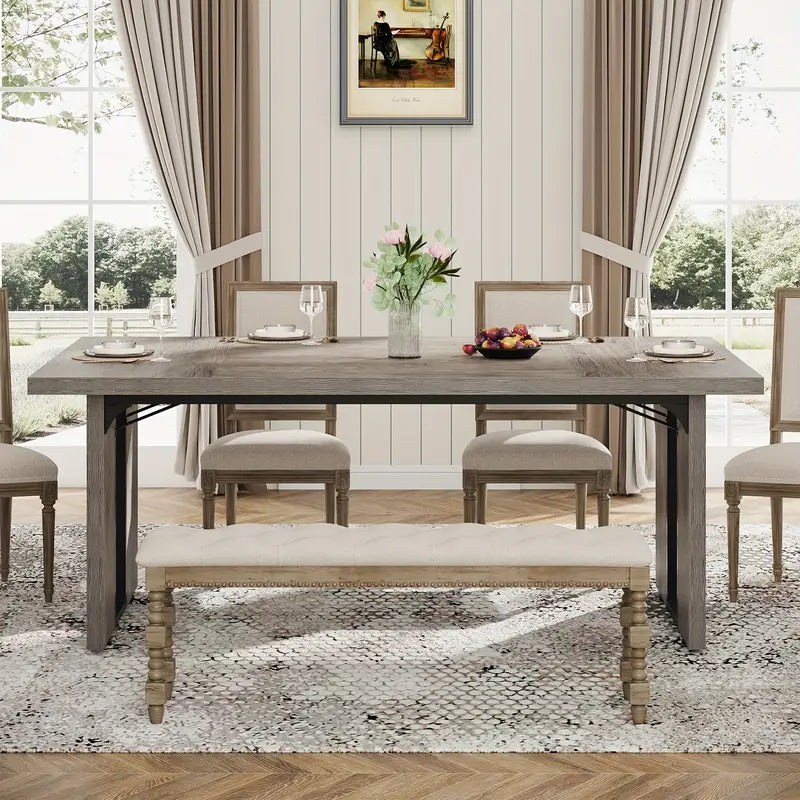 Rustic Farmhouse Rectangular Dining Table - Grey
