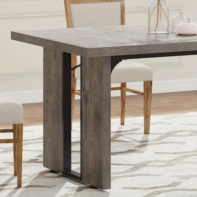 Rustic Farmhouse Rectangular Dining Table - Grey