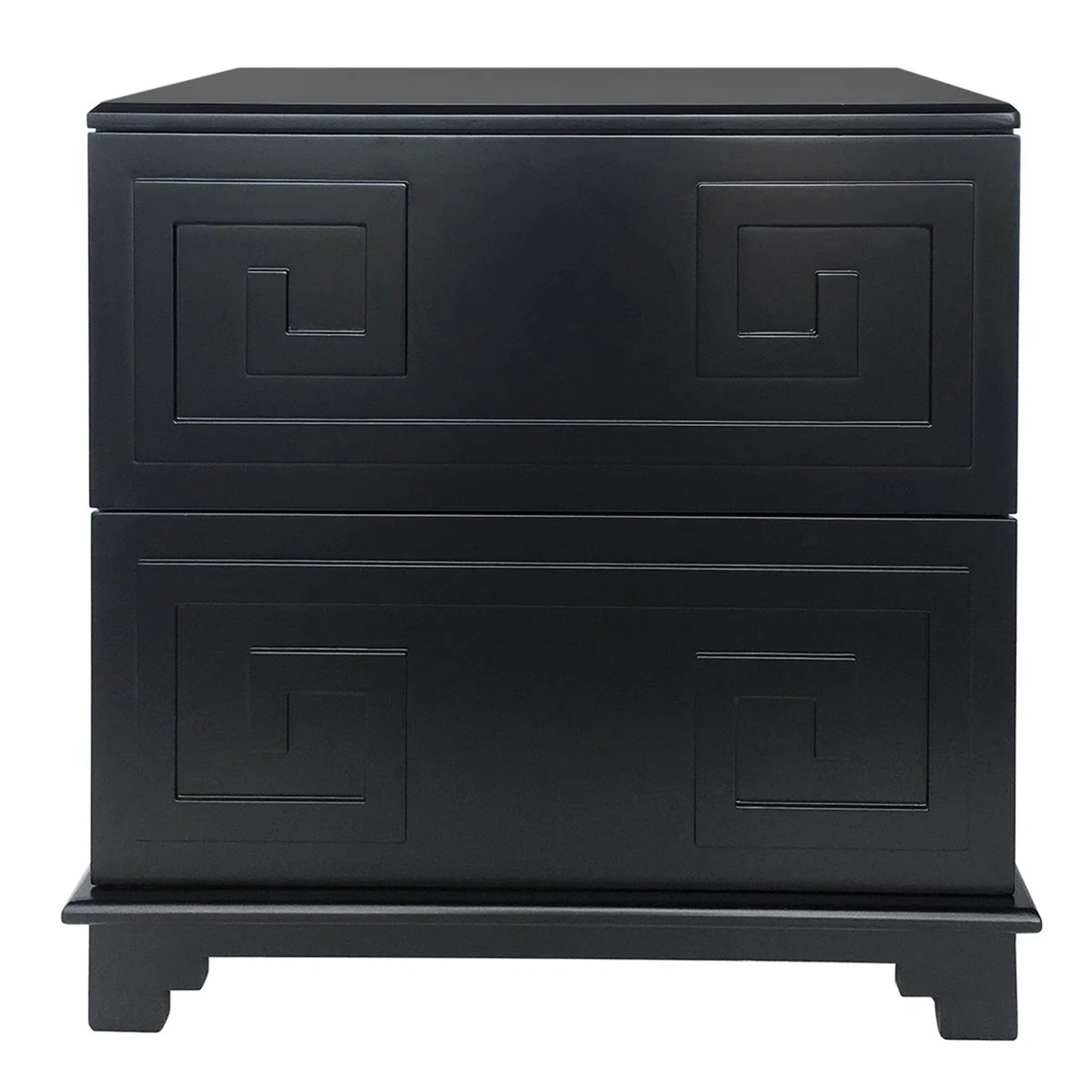 Greek Key Two Drawer Bedside Table - White Bedside Table Cafe Lighting & Living Black