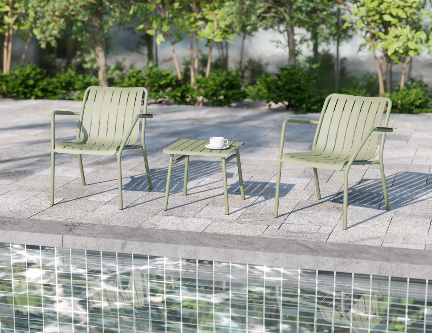 Roku Metal Outdoor Lounge Chair - Eucalyptus