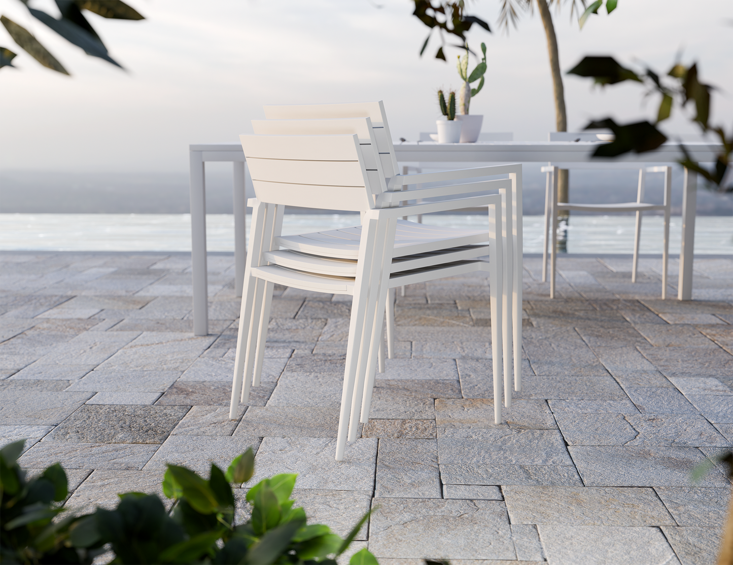 Halki Metal Outdoor Dining Chair - White