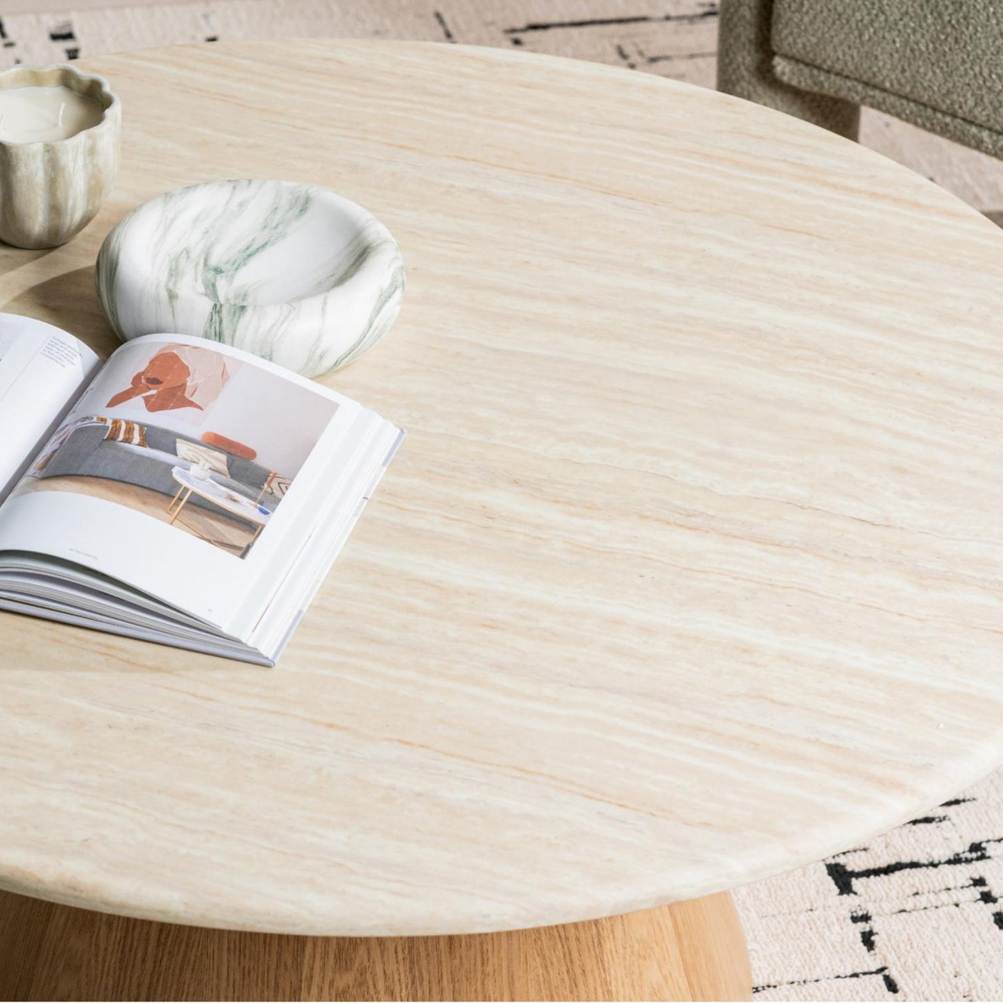 Waverley Coffee Round Table - White Travertine