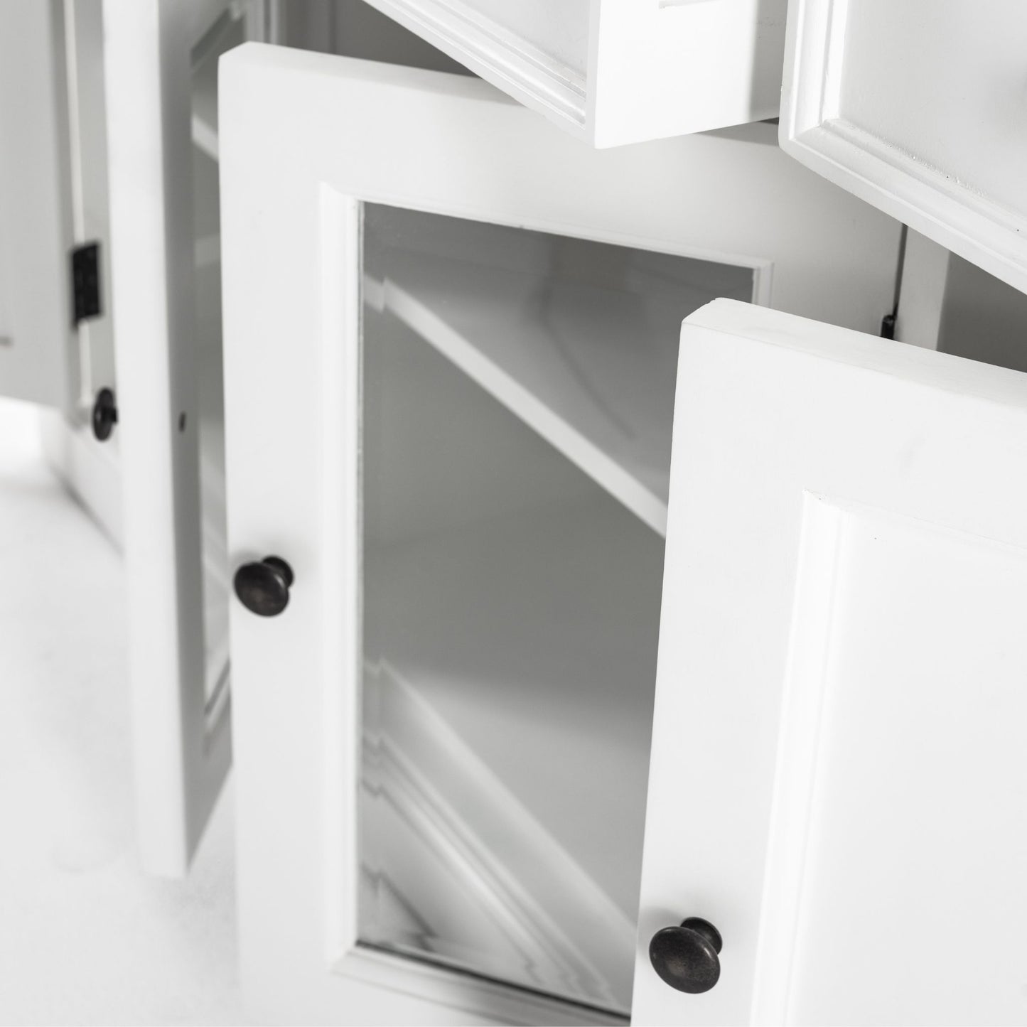 Halifax Classic White Glass 4 Door Buffet Table