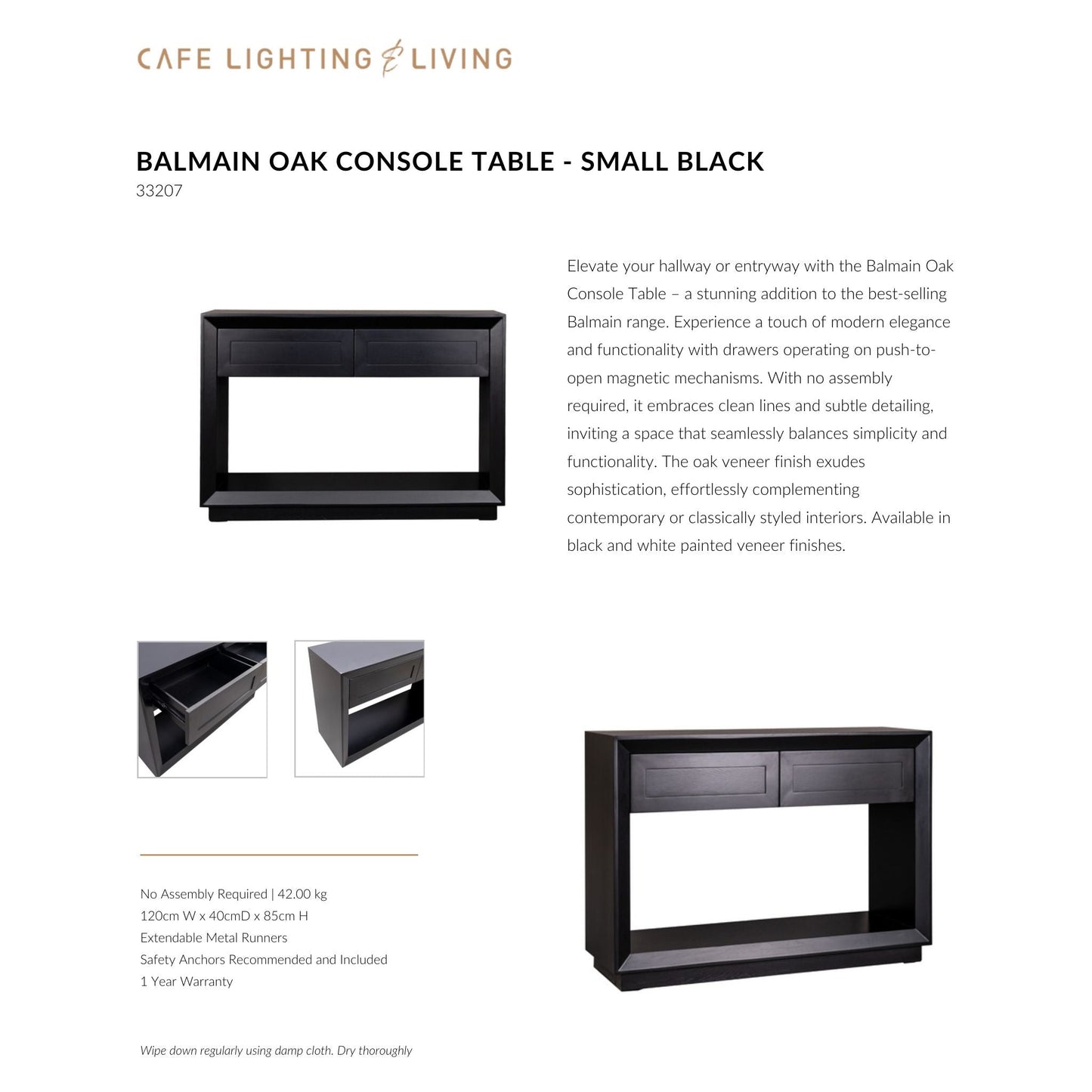 Balmain Small Two Drawer Open Console Table Console Table Cafe Lighting & Living