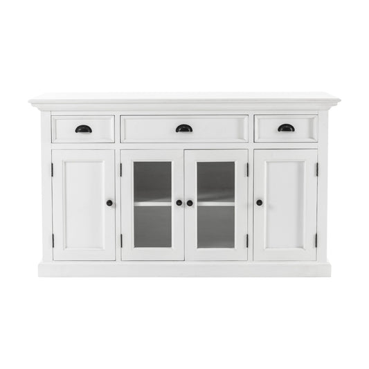 Halifax Classic White Glass 4 Door Buffet Table