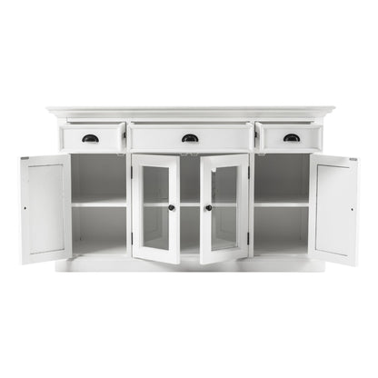 Halifax Classic White Glass 4 Door Buffet Table