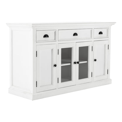 Halifax Classic White Glass 4 Door Buffet Table
