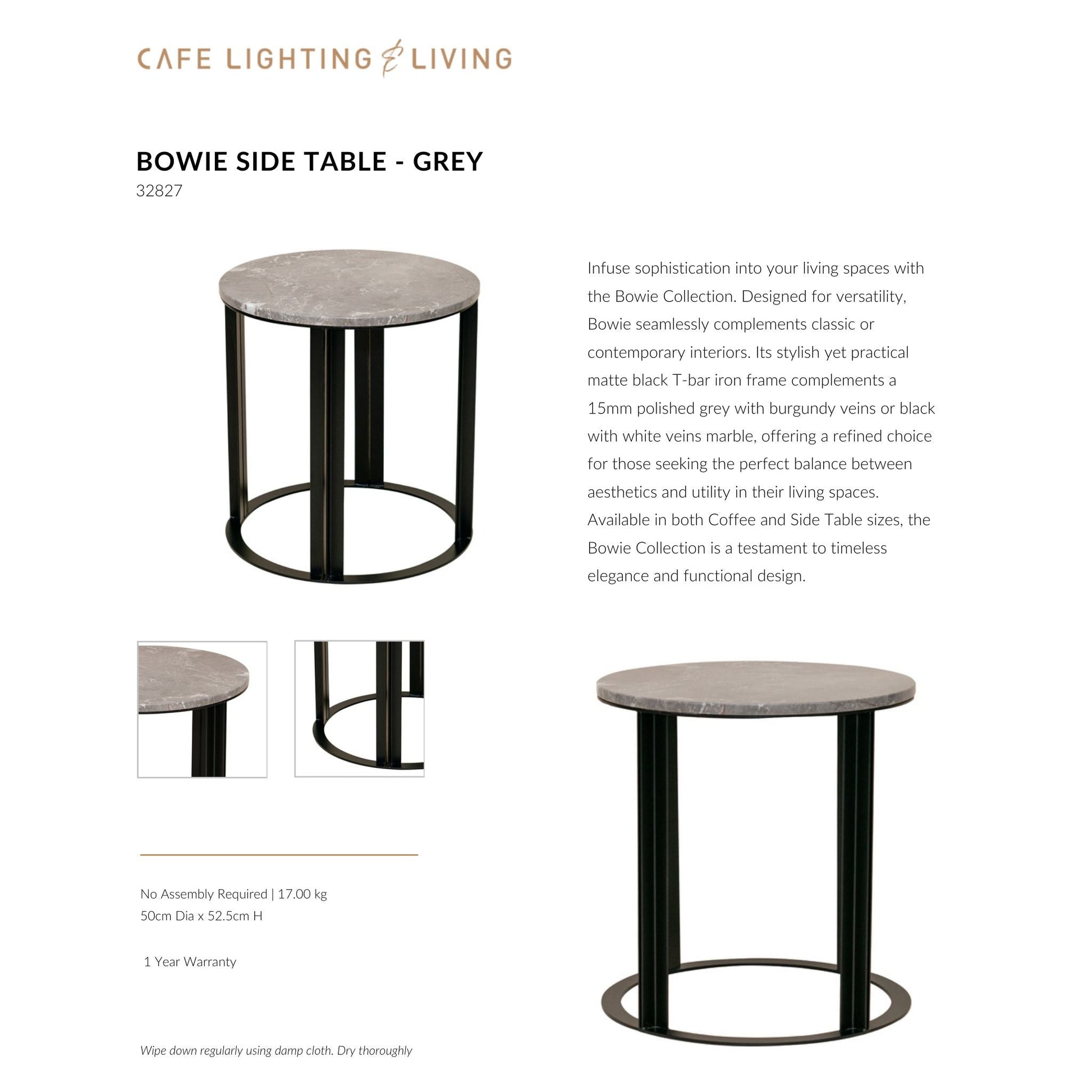 Bowie Marble Side Table Side Table Cafe Lighting & Living
