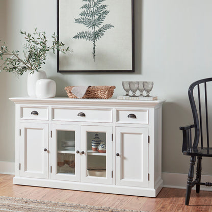 Halifax Classic White Glass 4 Door Buffet Table
