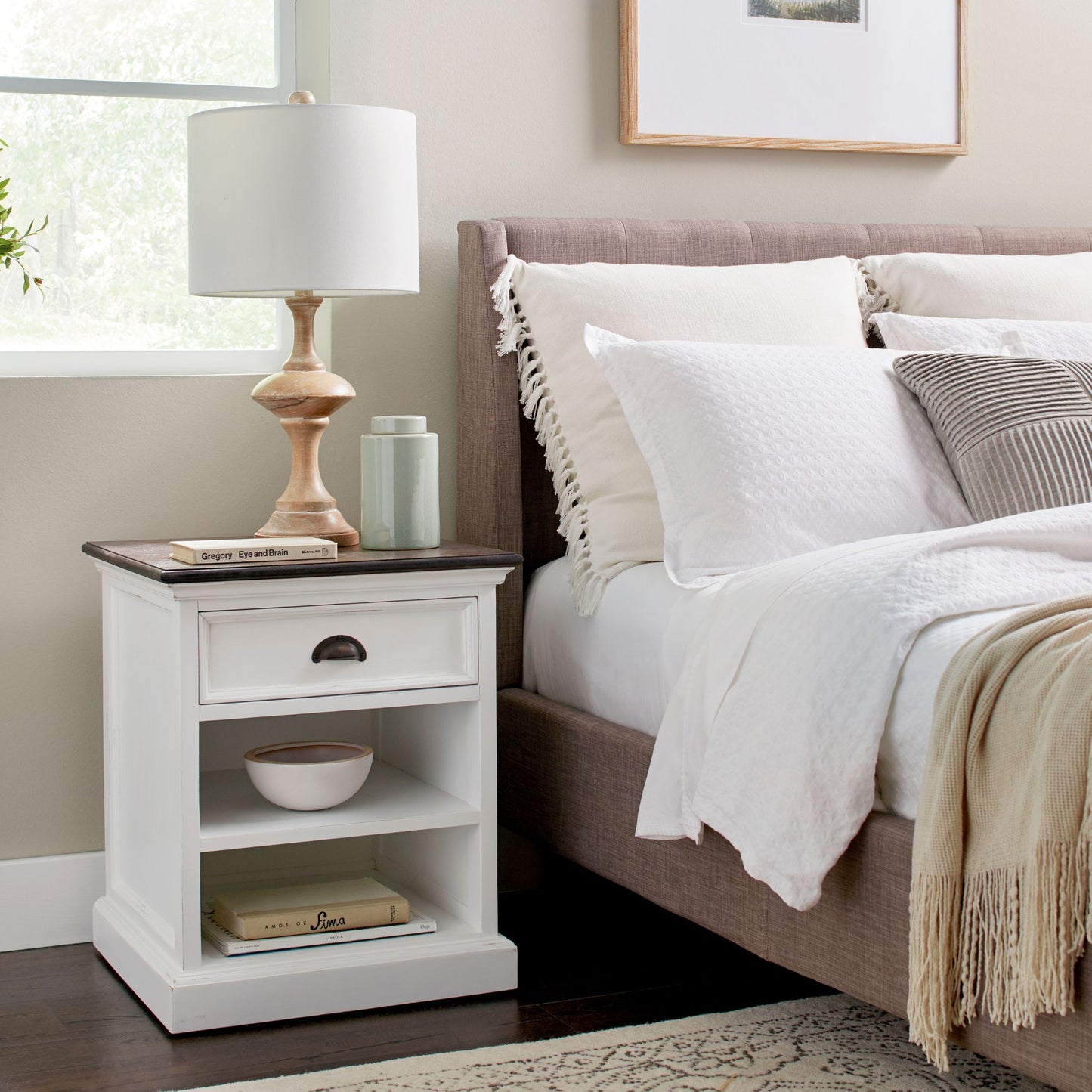 Halifax Accent Classic White Shelved Side Table