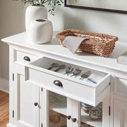 Halifax Classic White Glass 4 Door Buffet Table