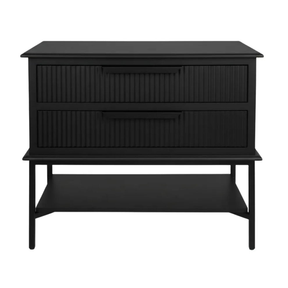 Aimee Large Ribbed Bedside Table - Black – Alfresco Collective