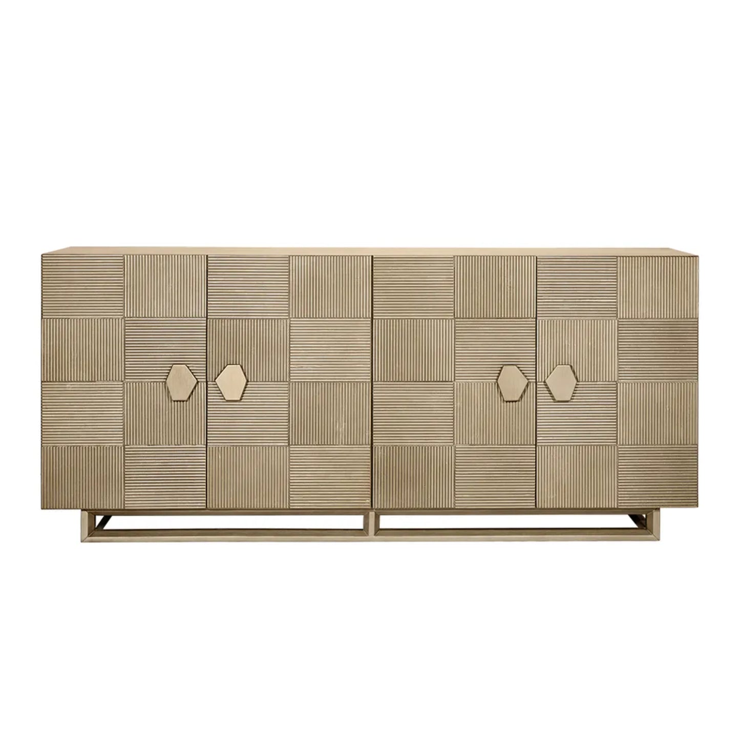 Alton Four Door Wooden Buffet Table - Antique Gold