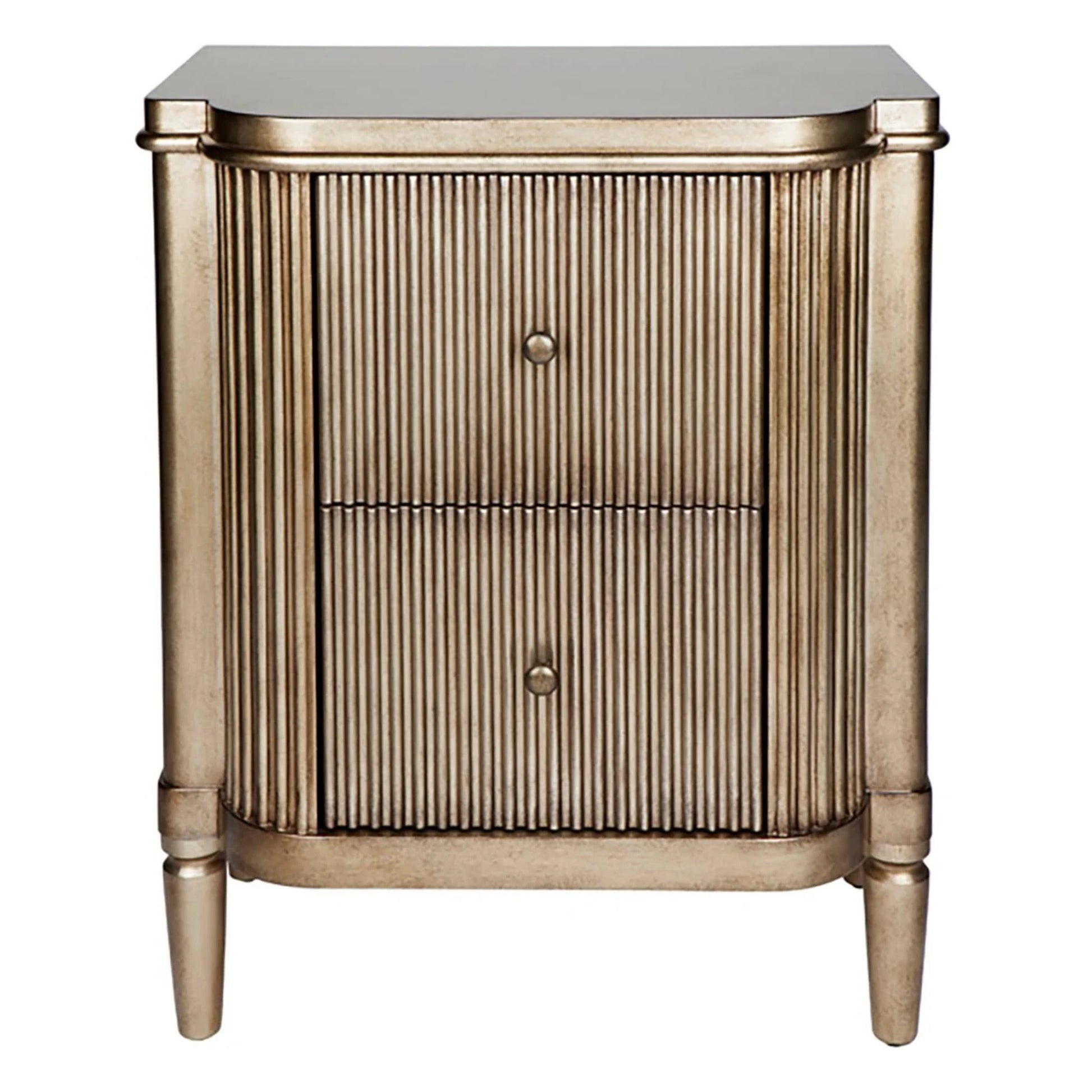 Arielle Ribbed Timber Bedside Table Bedside Table Cafe Lighting & Living Retro Antique Gold
