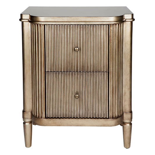 Arielle Ribbed Timber Bedside Table Bedside Table Cafe Lighting & Living Retro Antique Gold