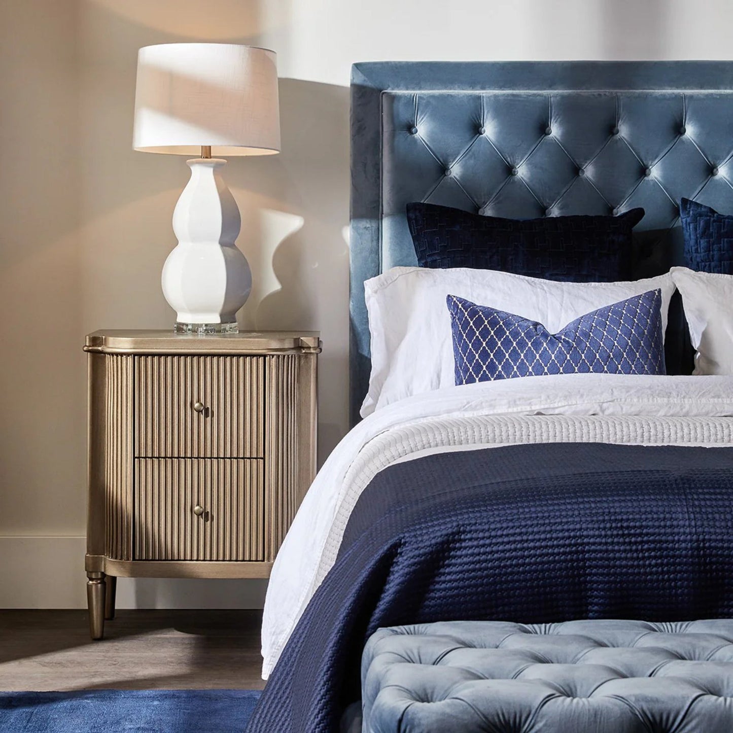 Arielle Ribbed Timber Bedside Table Bedside Table Cafe Lighting & Living