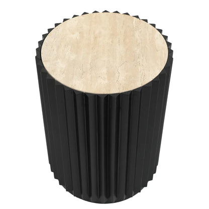 Carter Travertine Fluted Side Table