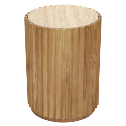 Carter Travertine Fluted Side Table