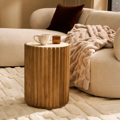 Carter Travertine Fluted Side Table