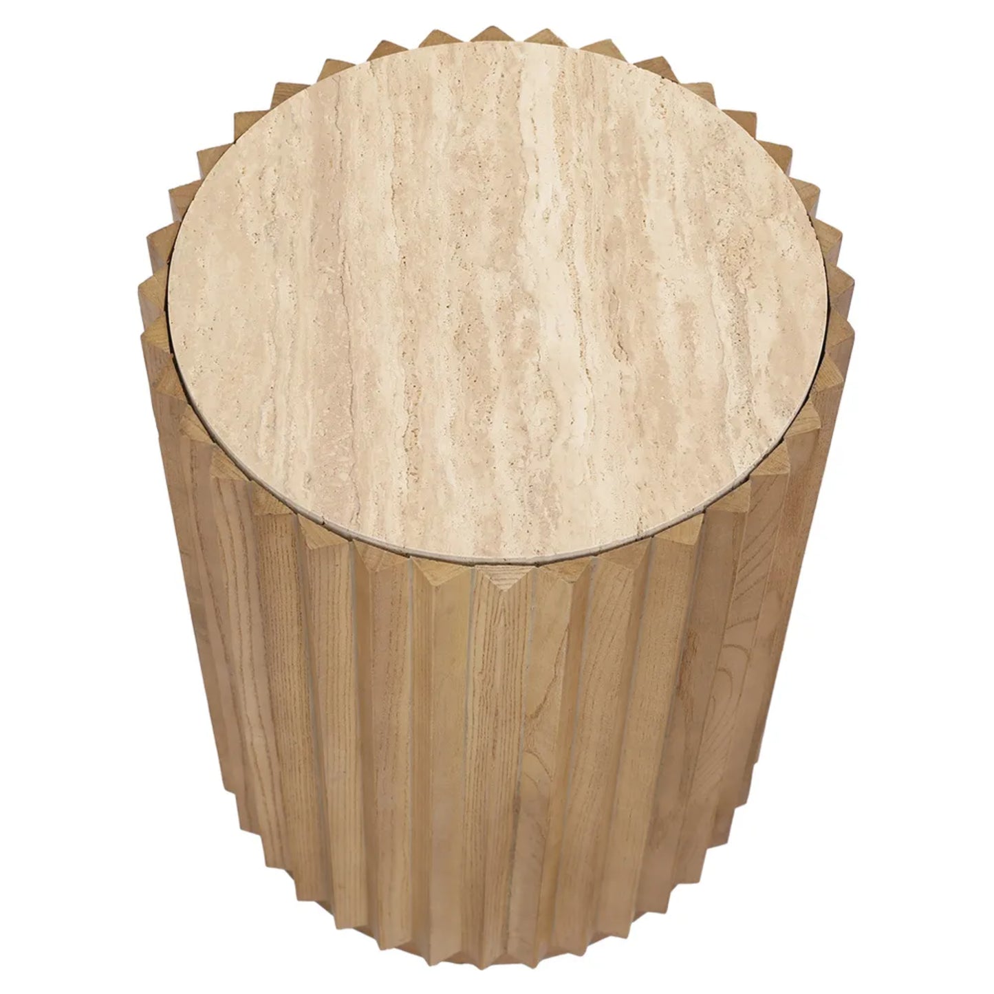 Carter Travertine Fluted Side Table