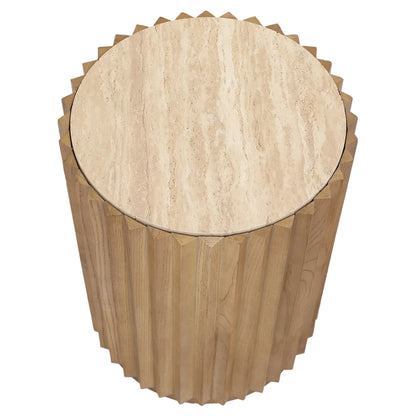 Carter Travertine Fluted Side Table