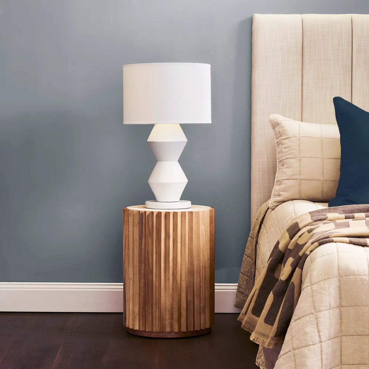 Carter Travertine Fluted Side Table