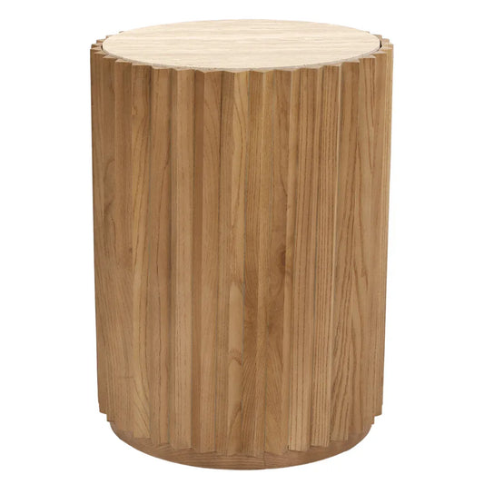 Carter Travertine Fluted Side Table