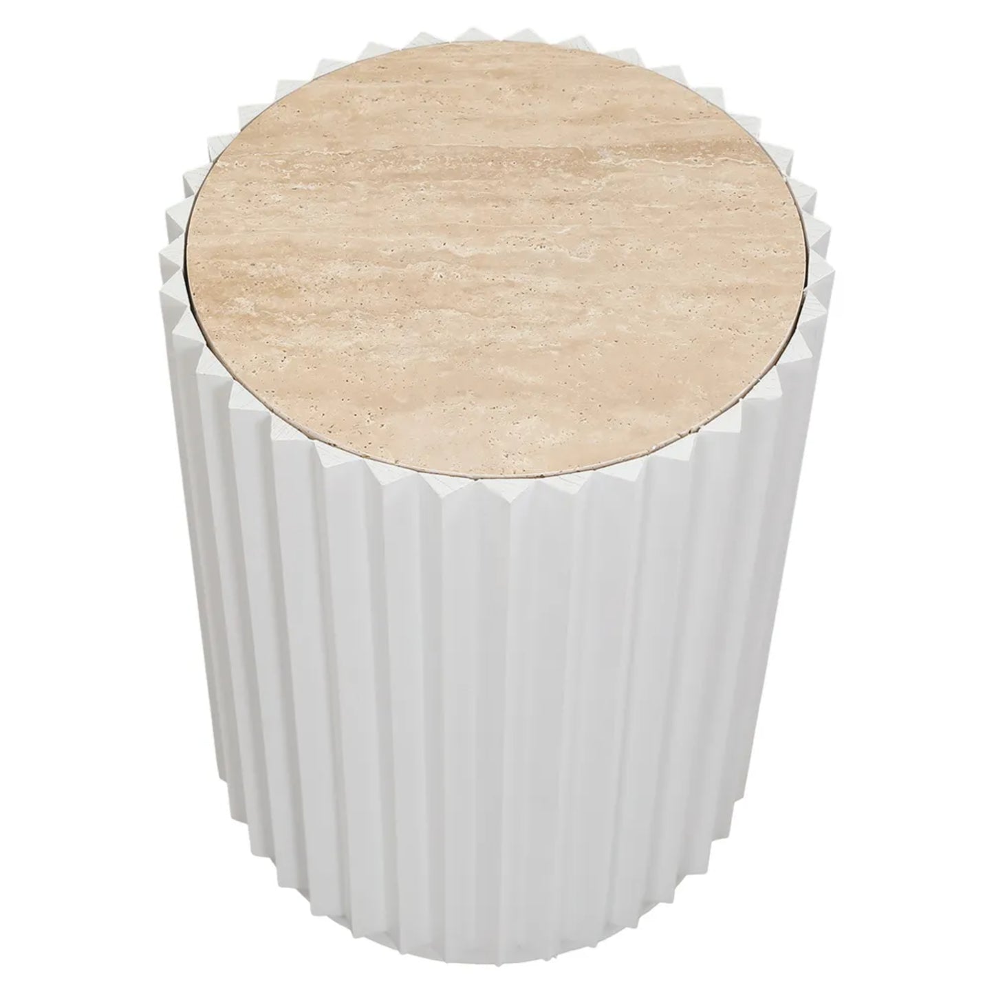 Carter Travertine Fluted Side Table