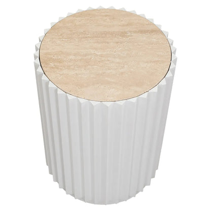 Carter Travertine Fluted Side Table