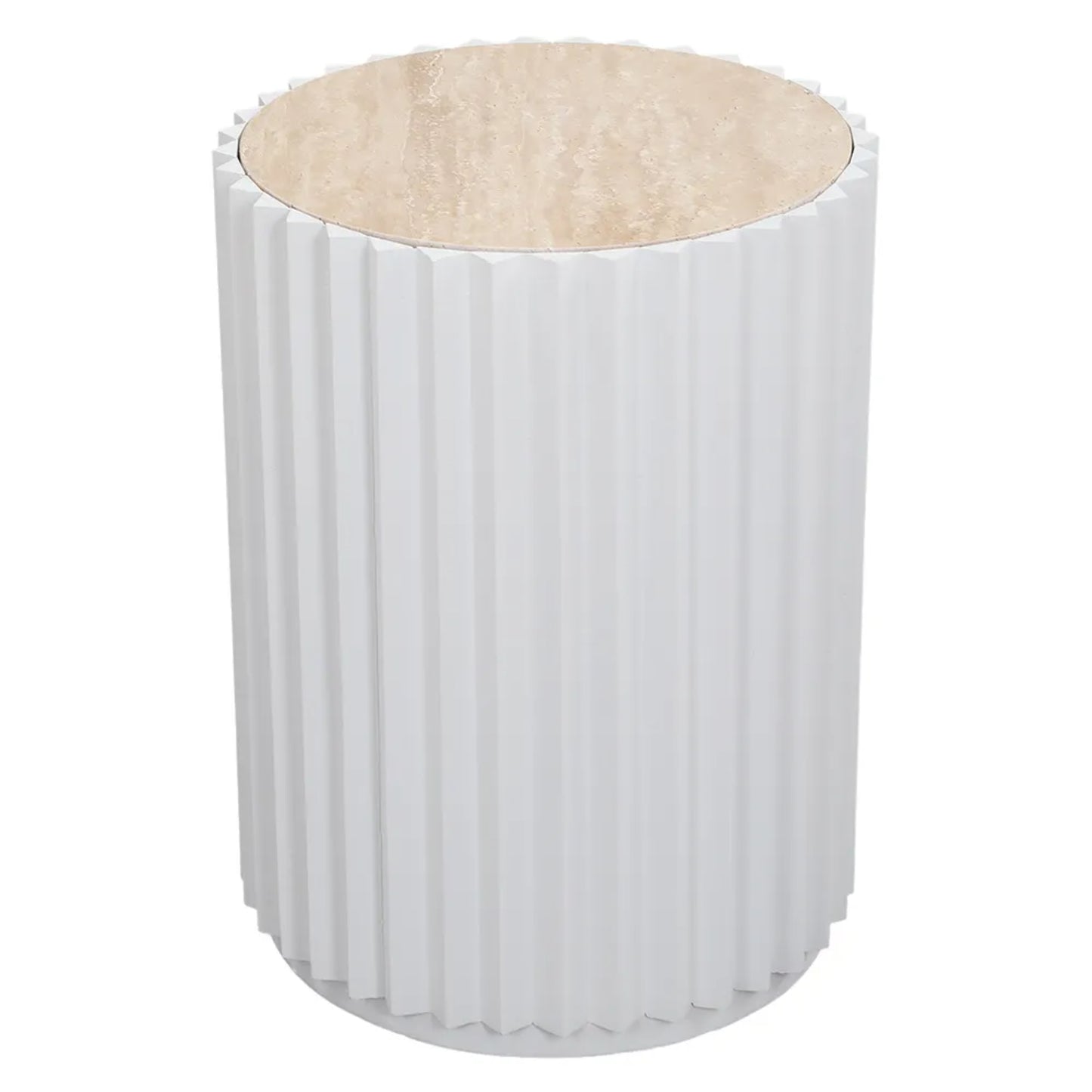 Carter Travertine Fluted Side Table
