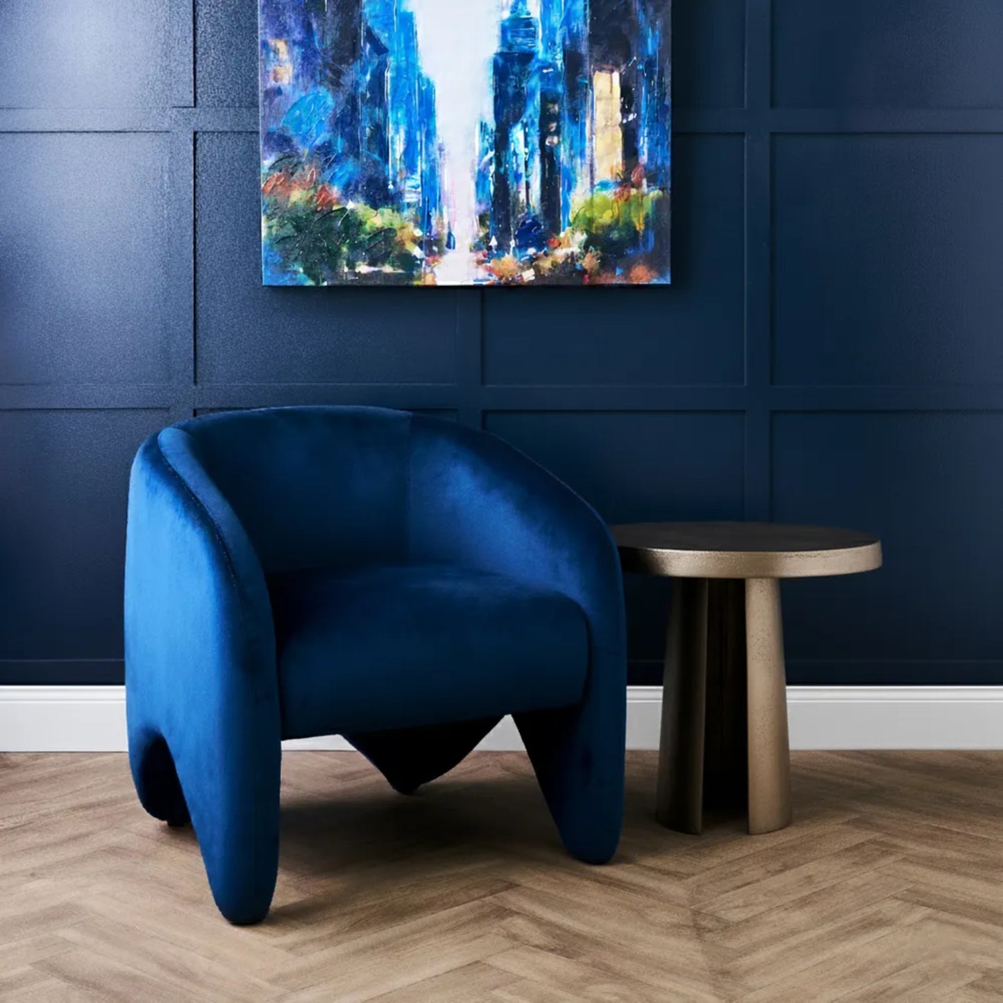 Chapman Round Sculptural Side Table - Antique Gold